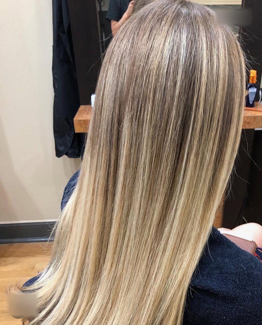 Blonde balayage highlights at Hair Express on Broadway, Westchester NY
